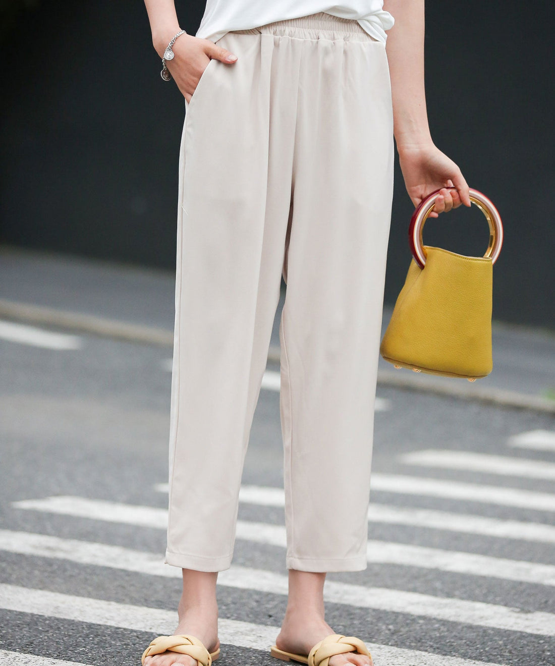 All-Season Elastic-Waist Cropped Trousers OEM ODM reference 15 - additional view 15