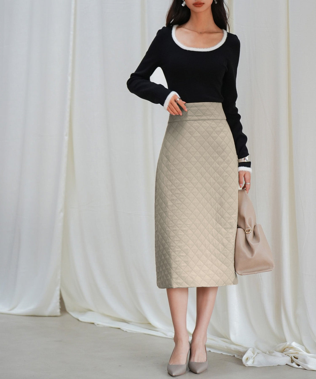 Quilted High-Waist Skirt OEM ODM reference 14 - additional view 14