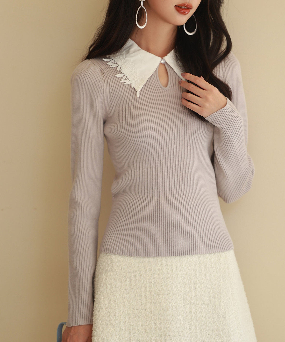 Layered-Effect Two-Tone Knit Pullover OEM ODM reference 9 - additional view 9