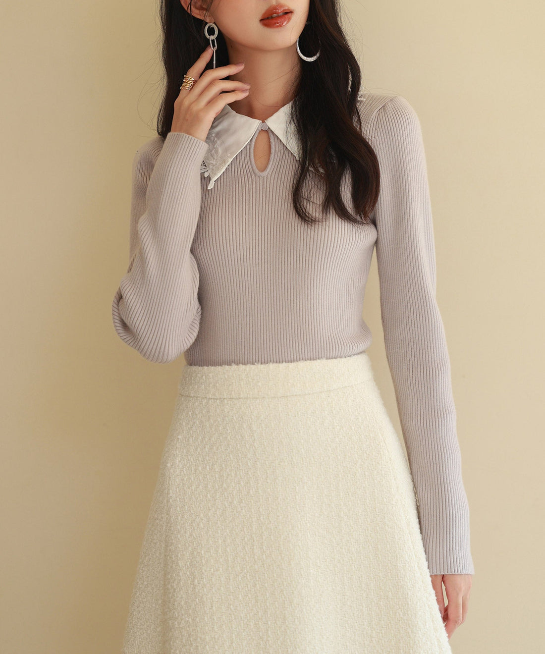 Layered-Effect Two-Tone Knit Pullover OEM ODM reference 15 - additional view 15