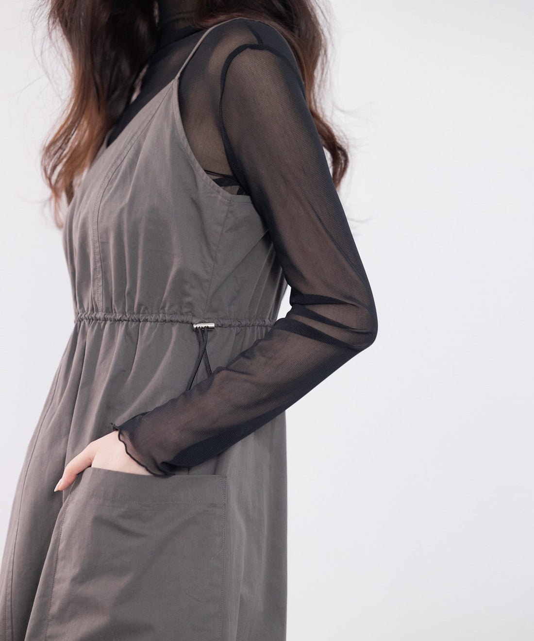 Drawstring V-Neck Cargo Camisole Dress OEM ODM reference 14 - additional view 14