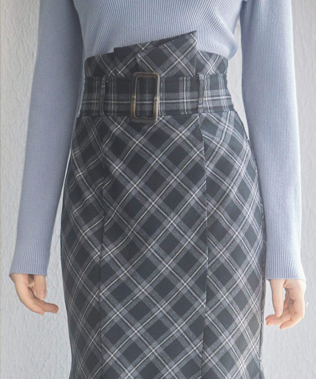 Contrast Check High-Waist Mermaid Skirt OEM ODM reference 9 - additional view 9