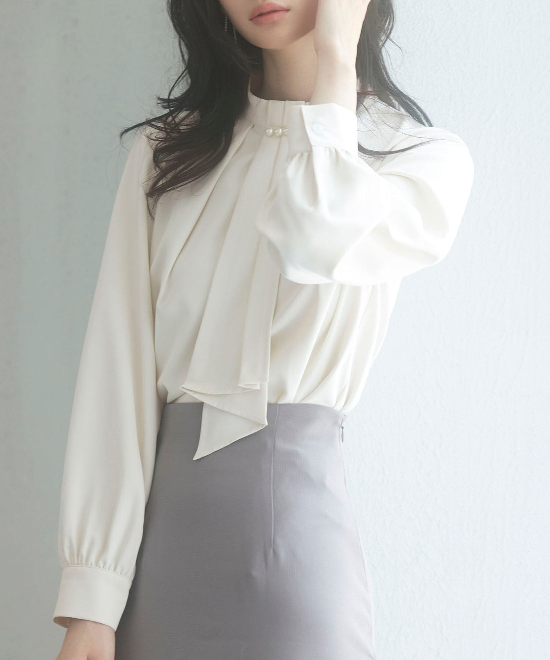 Stand-Collar Long-Sleeve Bow Blouse OEM ODM reference 10 - additional view 10