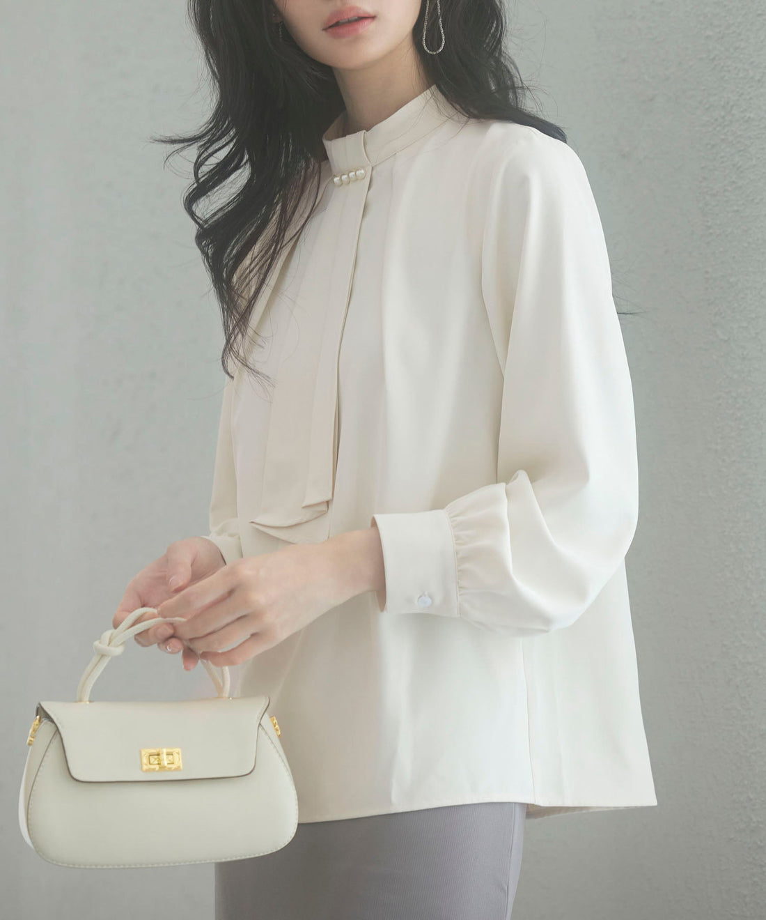 Stand-Collar Long-Sleeve Bow Blouse OEM ODM reference 8 - additional view 8