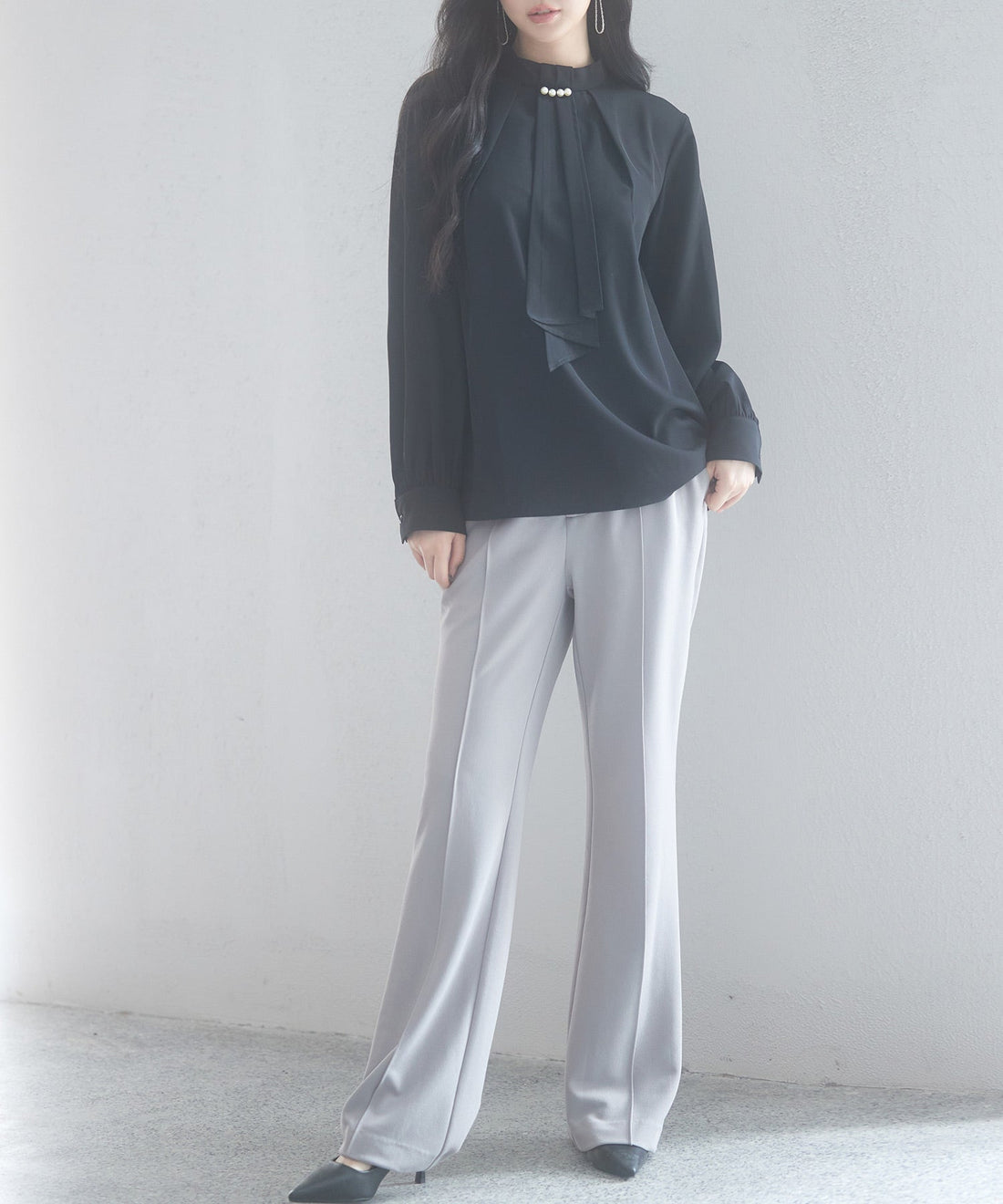 Stand-Collar Long-Sleeve Bow Blouse OEM ODM reference 15 - additional view 15