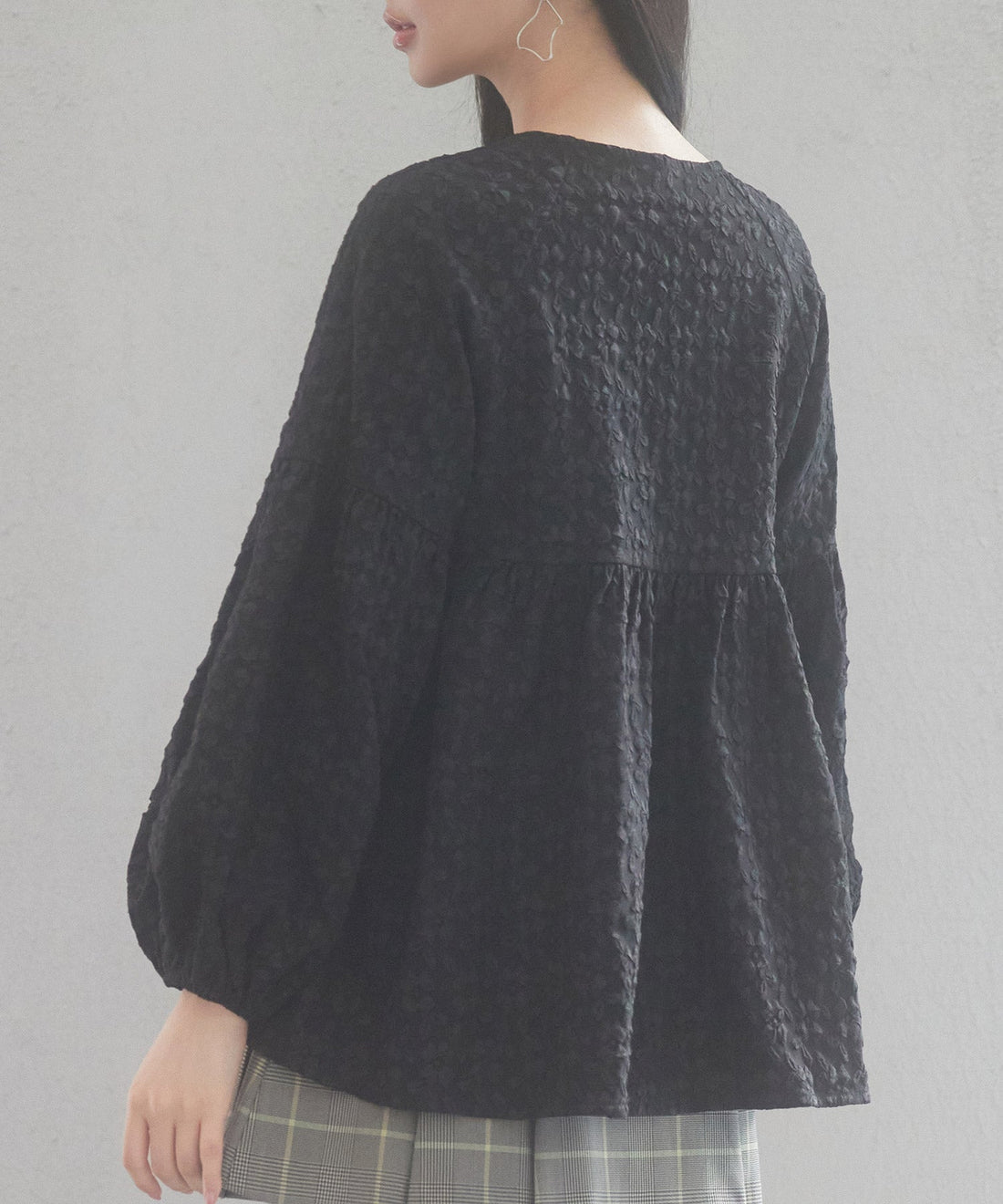 Pearl Key-Neck Peplum Blouse OEM ODM reference 15 - additional view 15