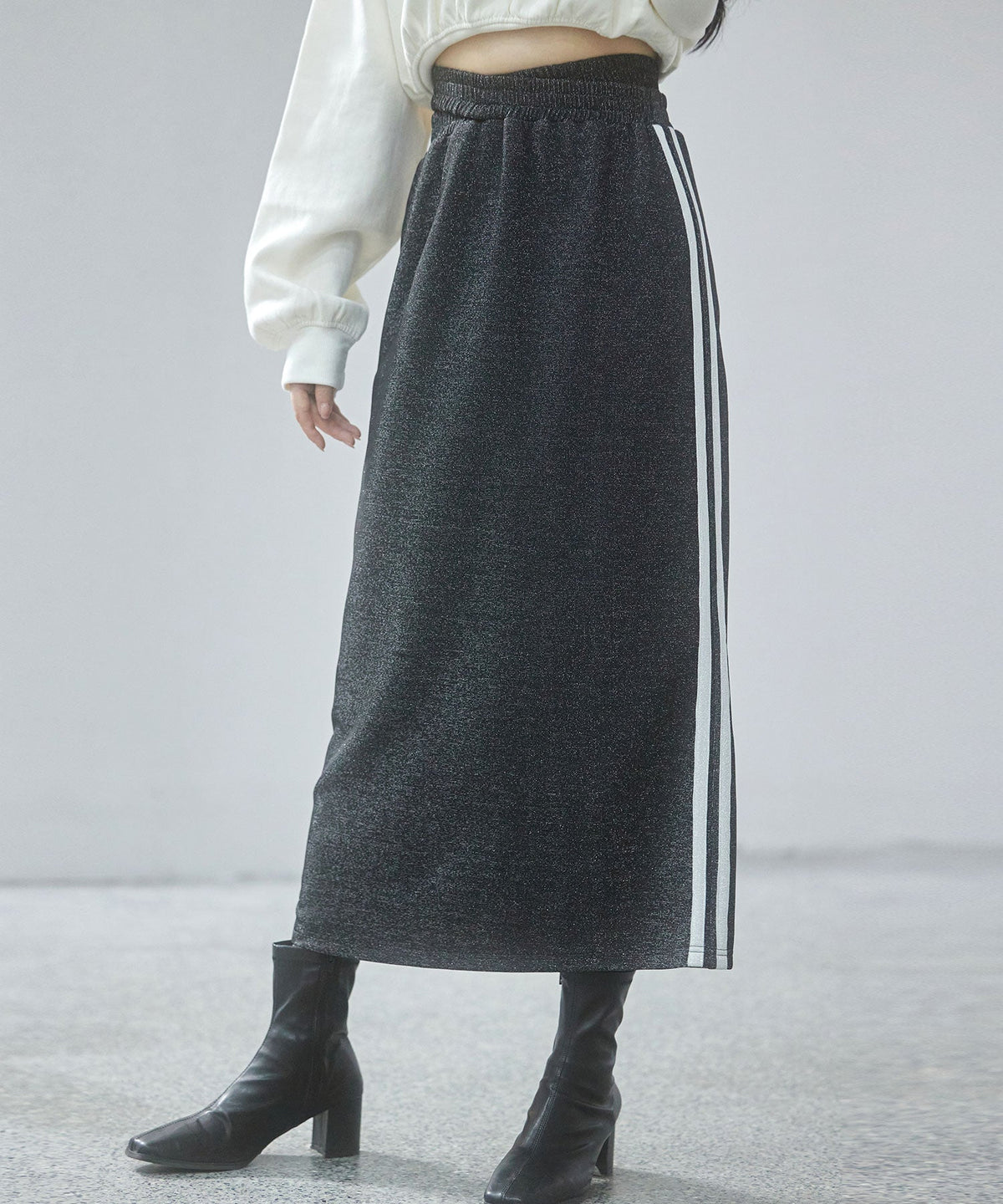 Metallic Cross-Waist Midi Skirt OEM ODM reference 1