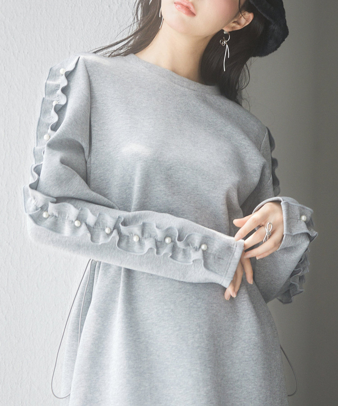 Ruffle Pearl-Sleeve Ponte Dress OEM ODM reference 12 - additional view 12
