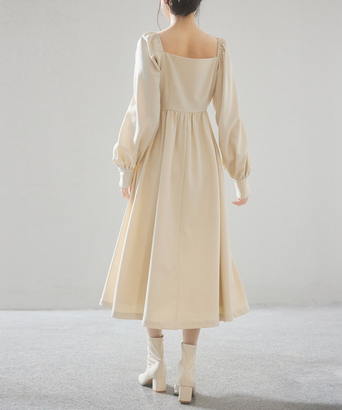 Square-Neck Gathered Flare Dress OEM ODM reference 15 - additional view 15