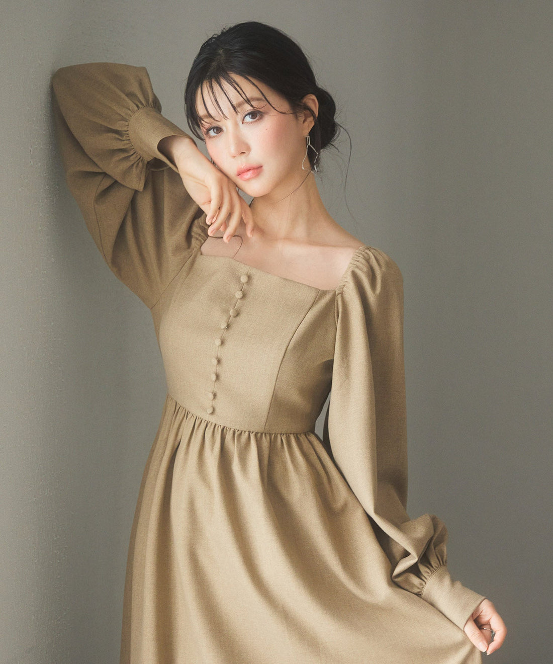 Square-Neck Gathered Flare Dress OEM ODM reference 10 - additional view 10