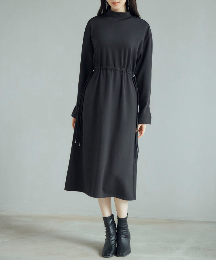 Drawstring-Waist Brushed-Back Dress OEM ODM reference 1