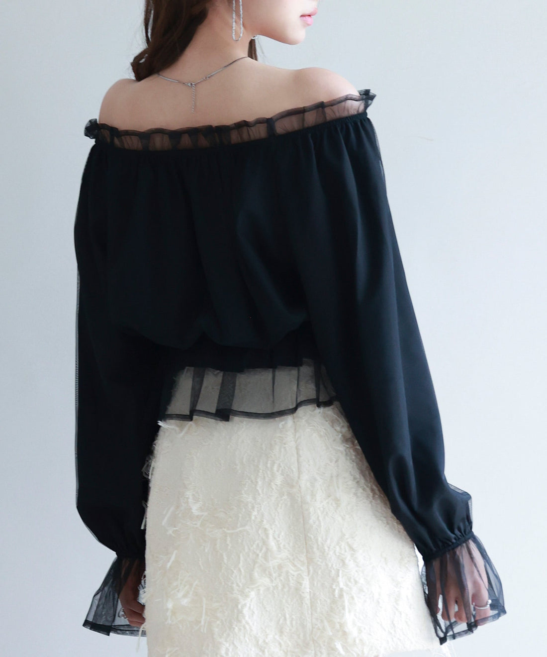 2-Way Neck Tulle Peplum Blouse OEM ODM reference 9 - additional view 9