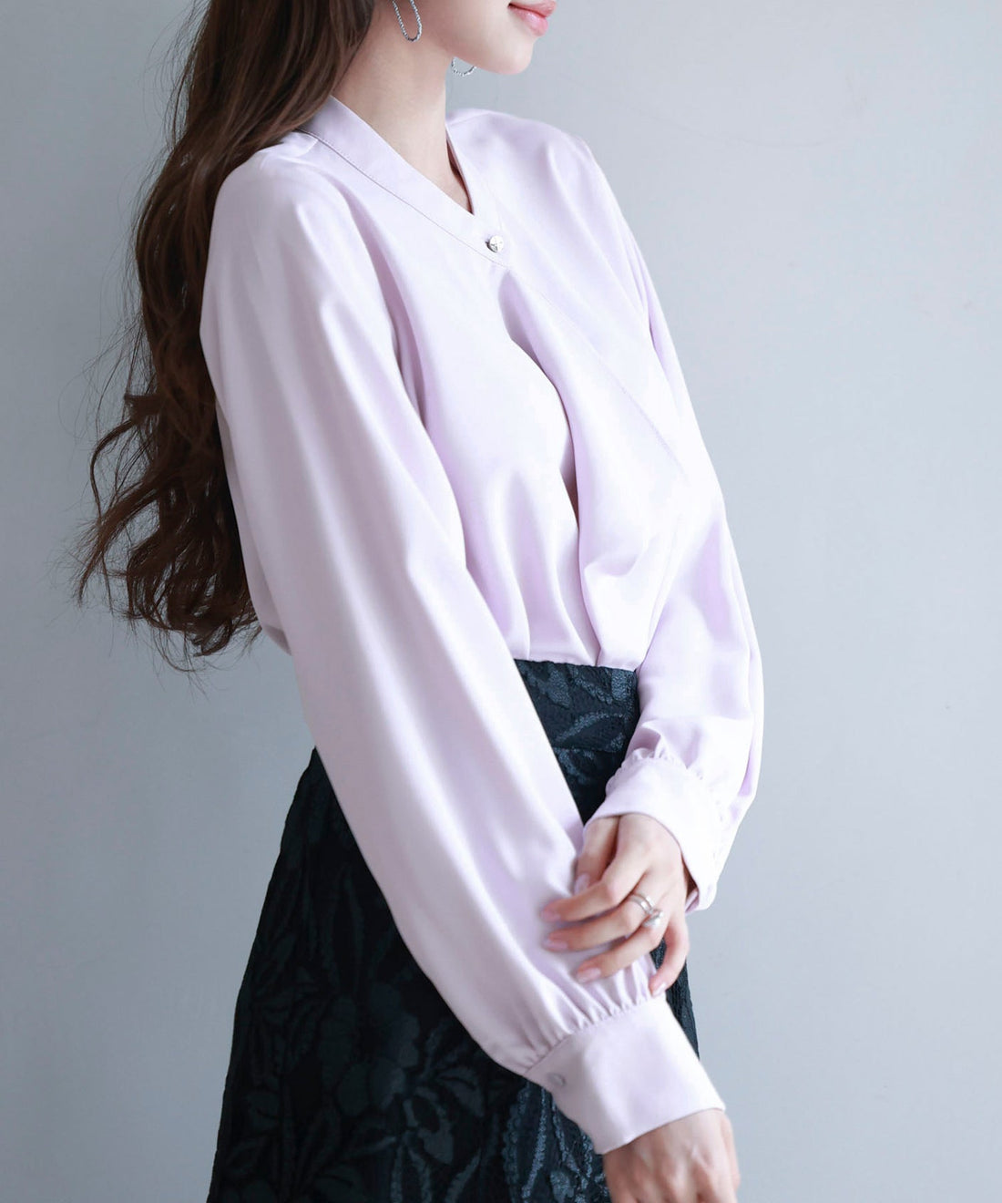 Fluid Ruffle Blouse with Gold Buttons OEM ODM reference 14 - additional view 14