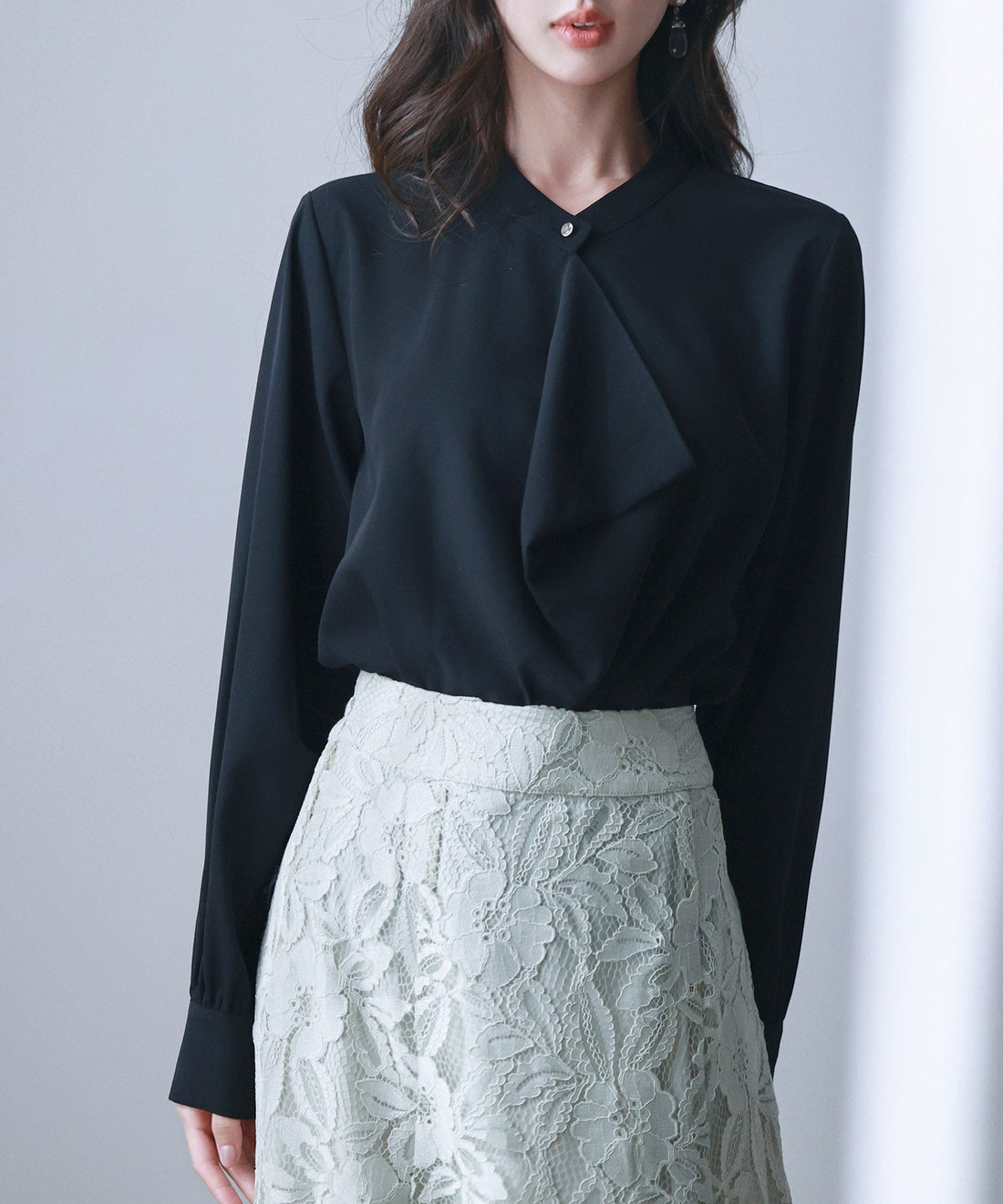 Fluid Ruffle Blouse with Gold Buttons OEM ODM reference 7 - additional view 7
