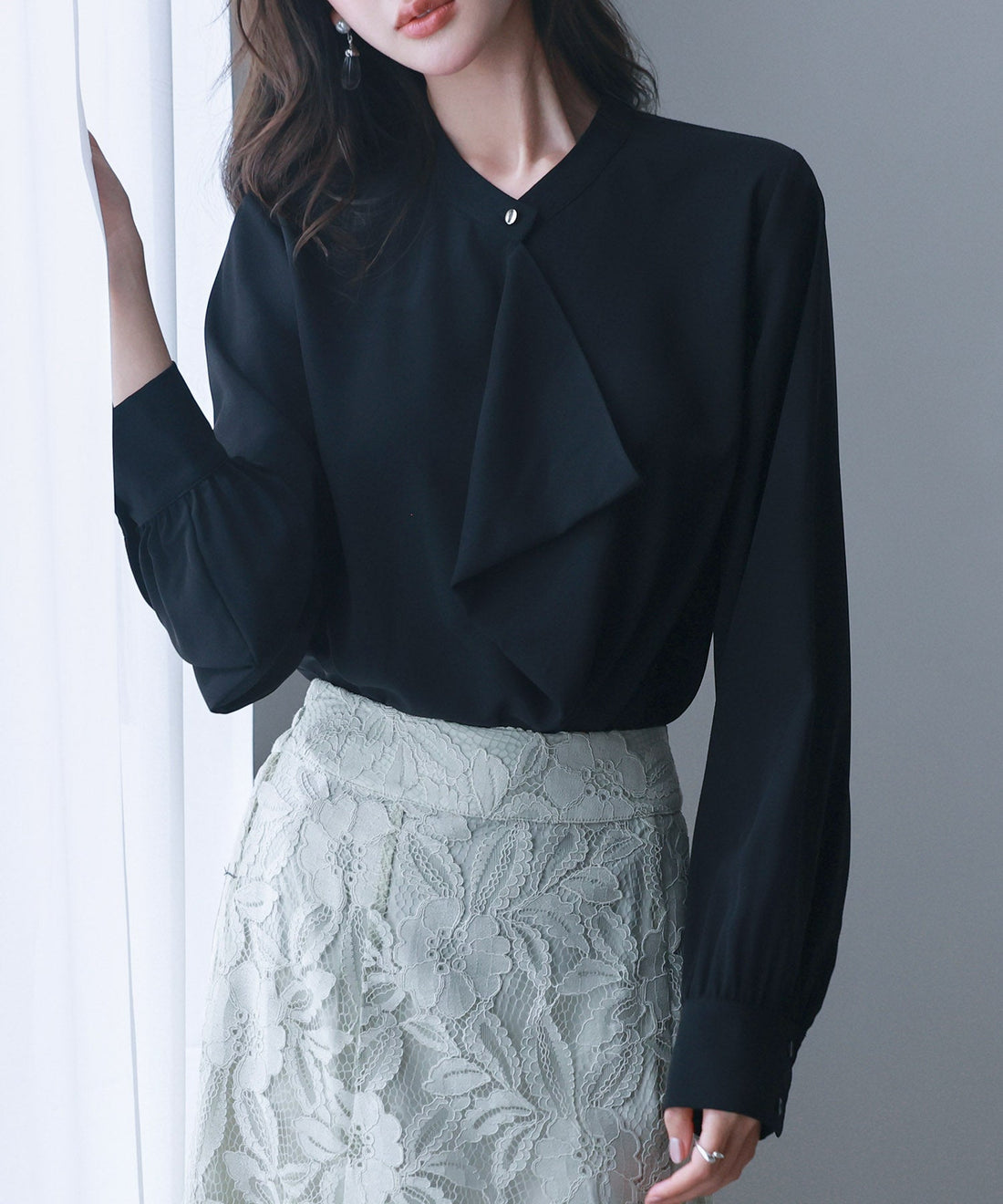 Fluid Ruffle Blouse with Gold Buttons OEM ODM reference 8 - additional view 8