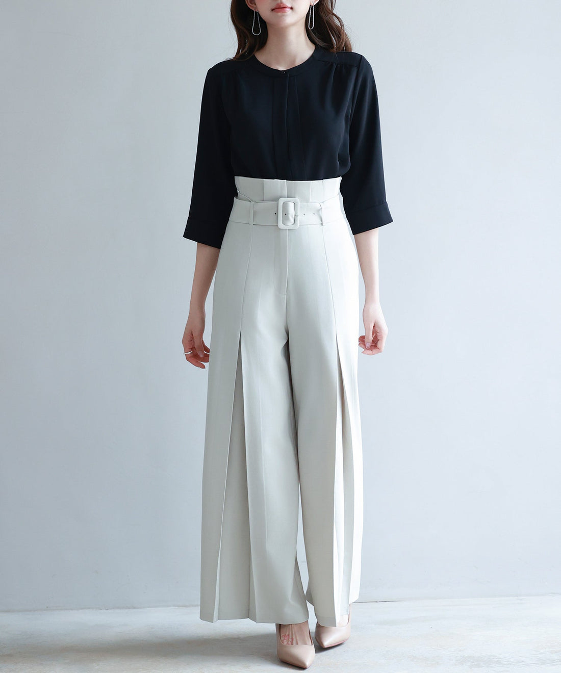 Belted High-Waist Wide-Leg Trousers OEM ODM reference 8 - additional view 8
