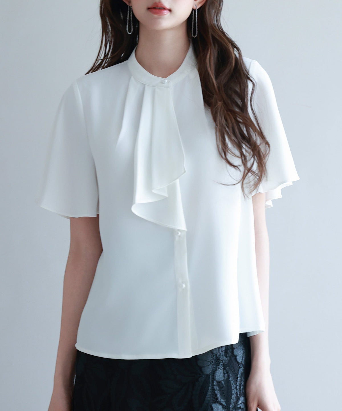 Bow-Tie Neck Flare-Sleeve Blouse OEM ODM reference 1