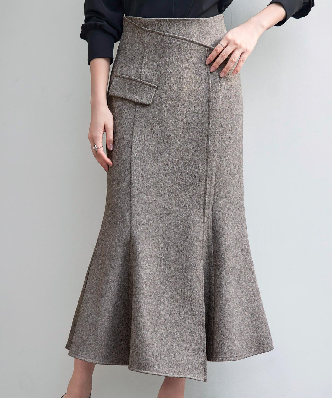 Wrap-Effect Mermaid Long Skirt OEM ODM reference 8 - additional view 8