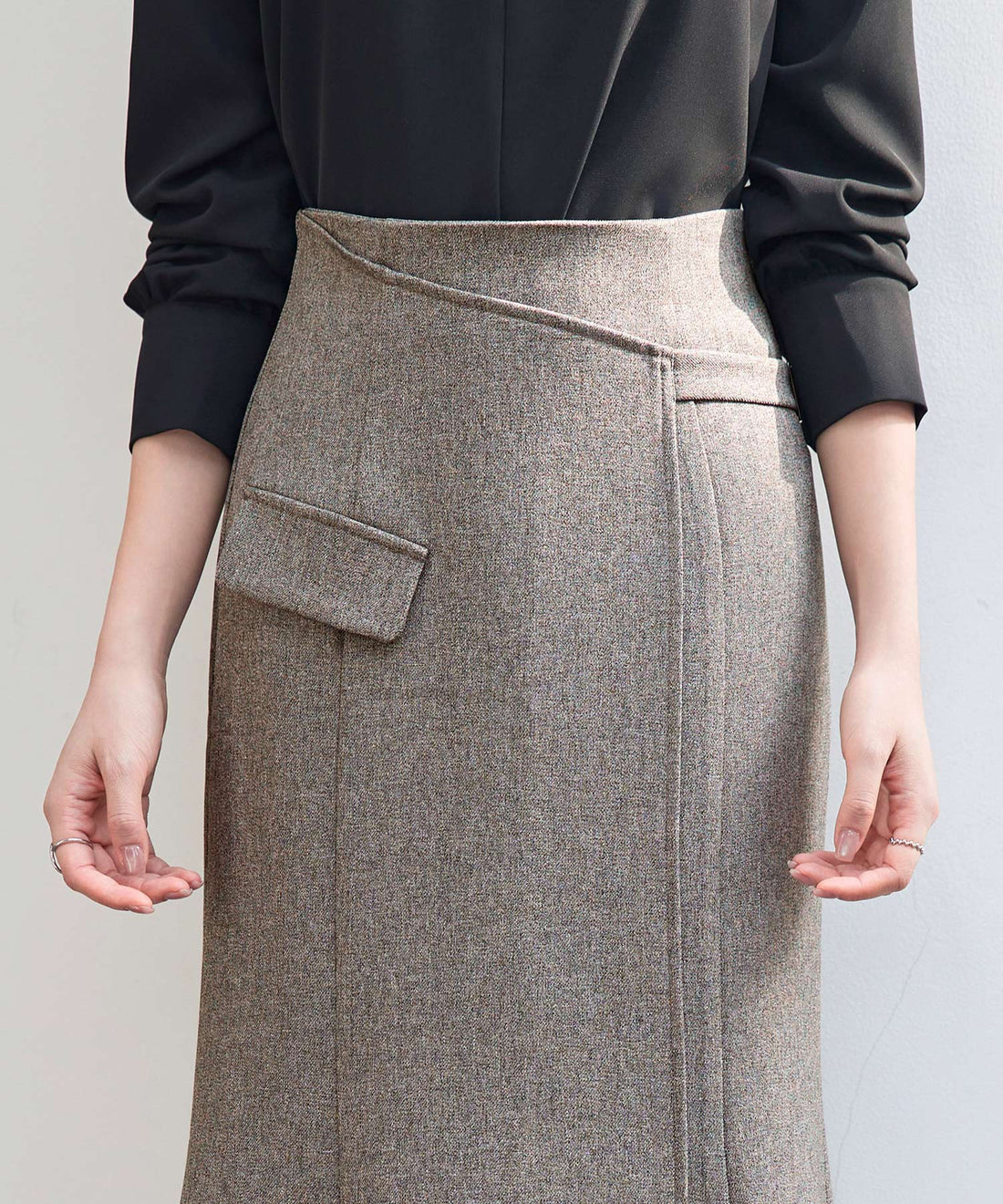 Wrap-Effect Mermaid Long Skirt OEM ODM reference 9 - additional view 9