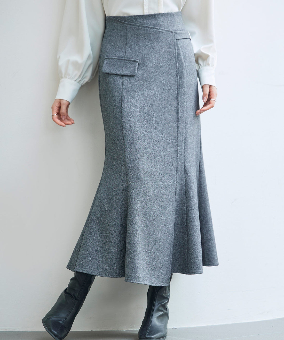 Wrap-Effect Mermaid Long Skirt OEM ODM reference 13 - additional view 13