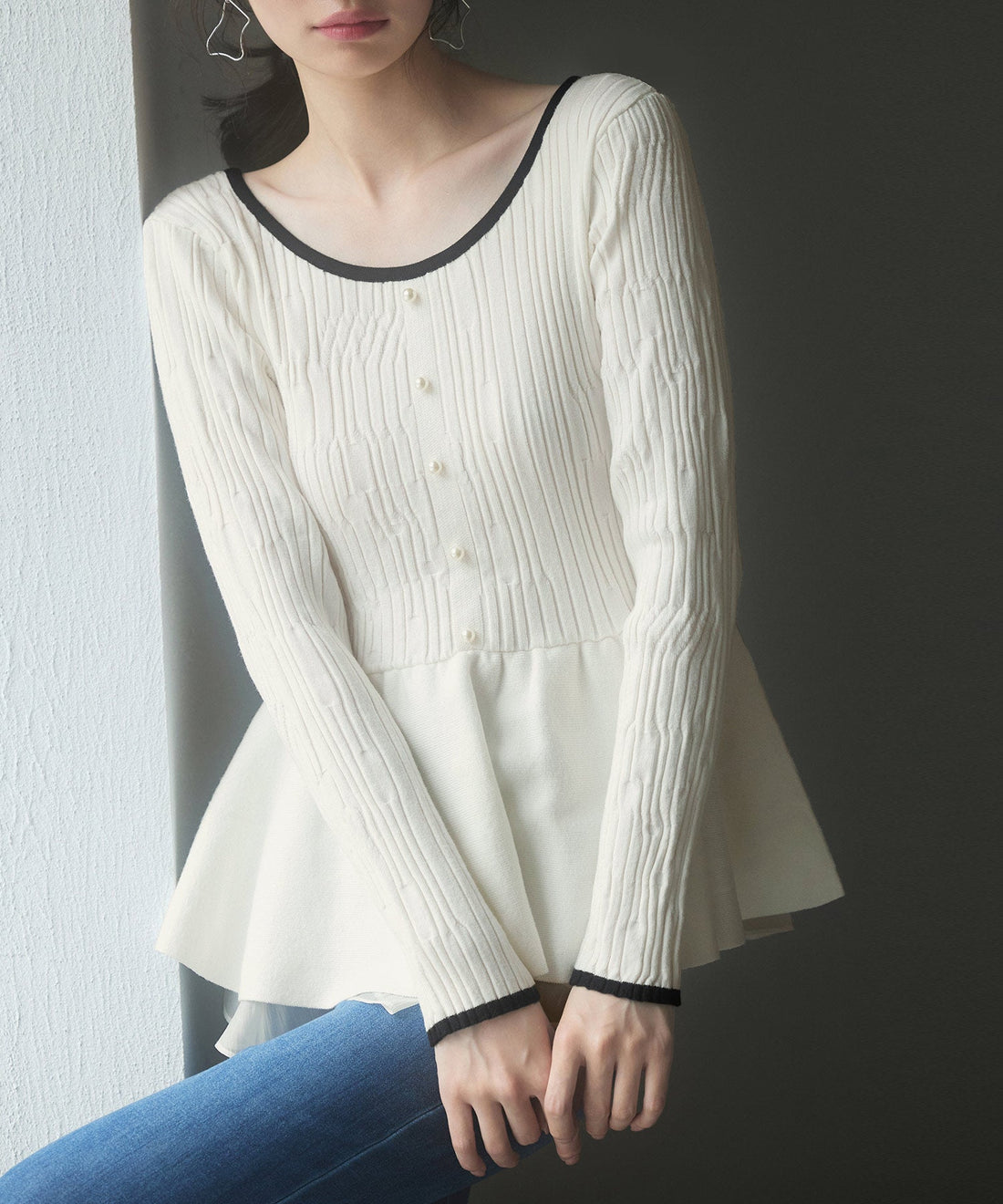 Random-Rib Peplum-Hem Knit Pullover OEM ODM reference 10 - additional view 10