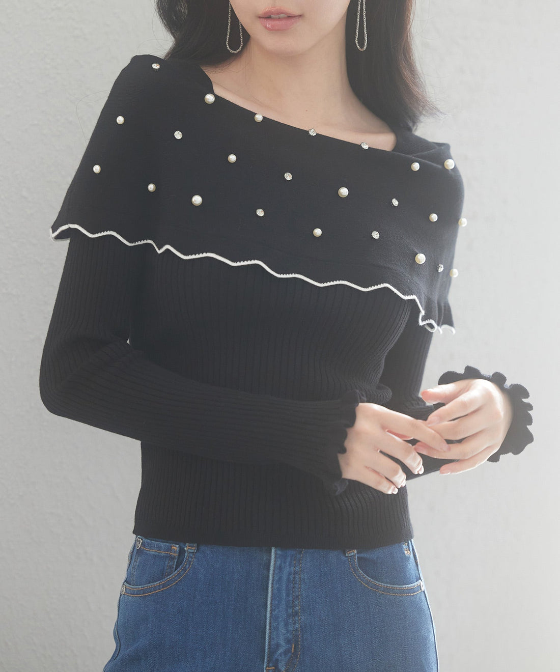 Pearl & Jewel Scallop-Collar Knit Pullover OEM ODM reference 12 - additional view 12