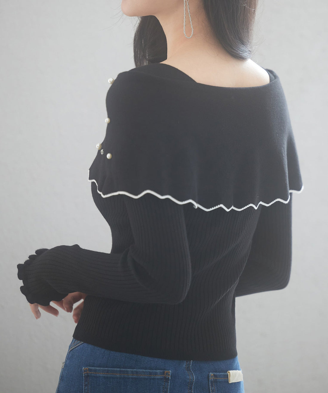 Pearl & Jewel Scallop-Collar Knit Pullover OEM ODM reference 13 - additional view 13