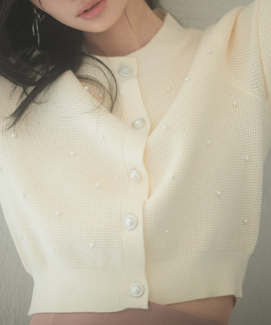 2-Way Voluminous-Sleeve Cropped Knit Top OEM ODM reference 11 - additional view 11