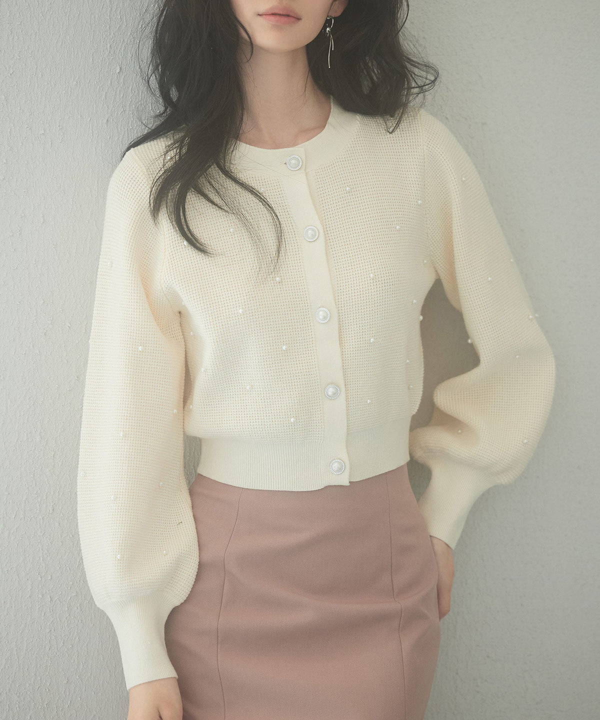 2-Way Voluminous-Sleeve Cropped Knit Top OEM ODM reference 1