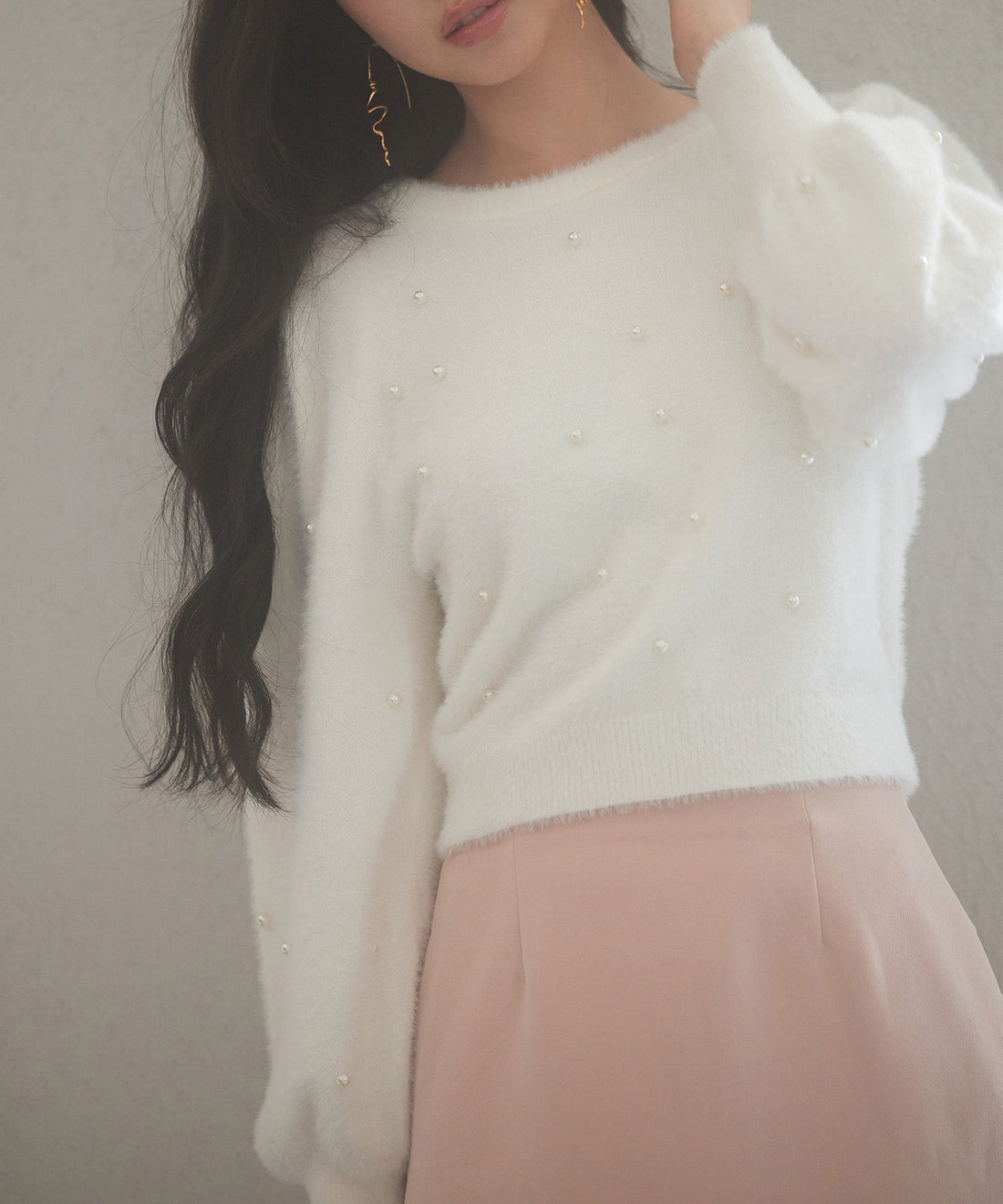 Pearl-Detail Shaggy Knit Pullover OEM ODM reference 8 - additional view 8