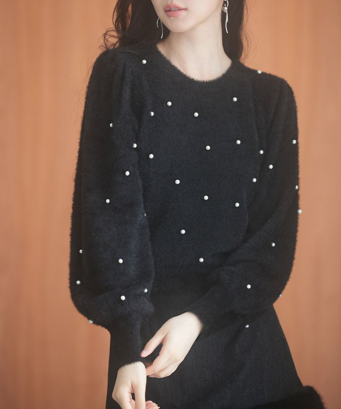 Pearl-Detail Shaggy Knit Pullover OEM ODM reference 12 - additional view 12
