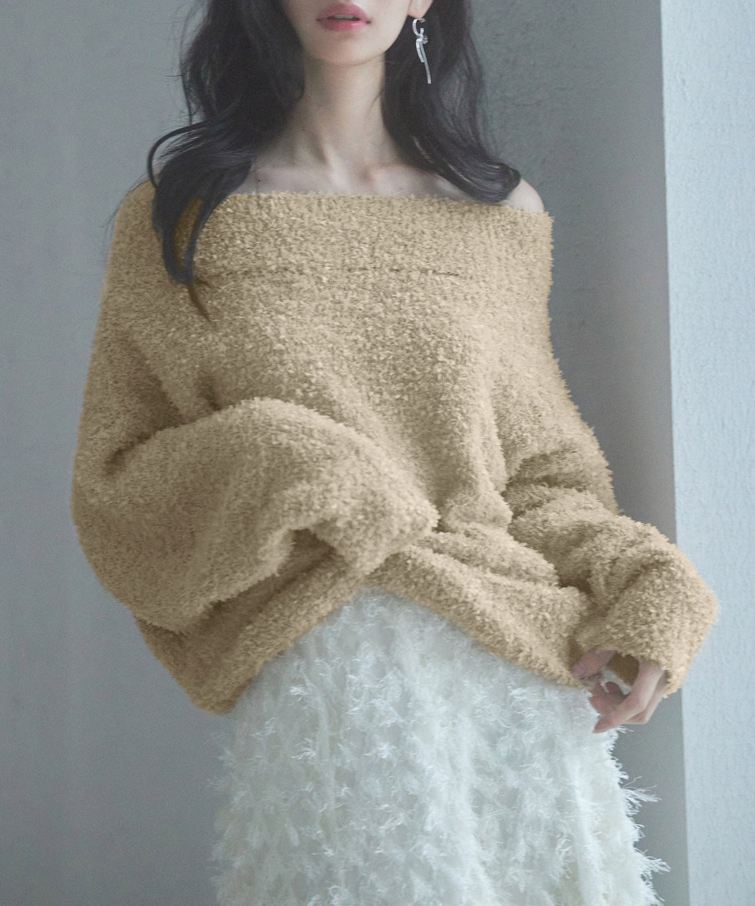 2-Way-Neck Tulle-Trim Knit Pullover OEM ODM reference 12 - additional view 12
