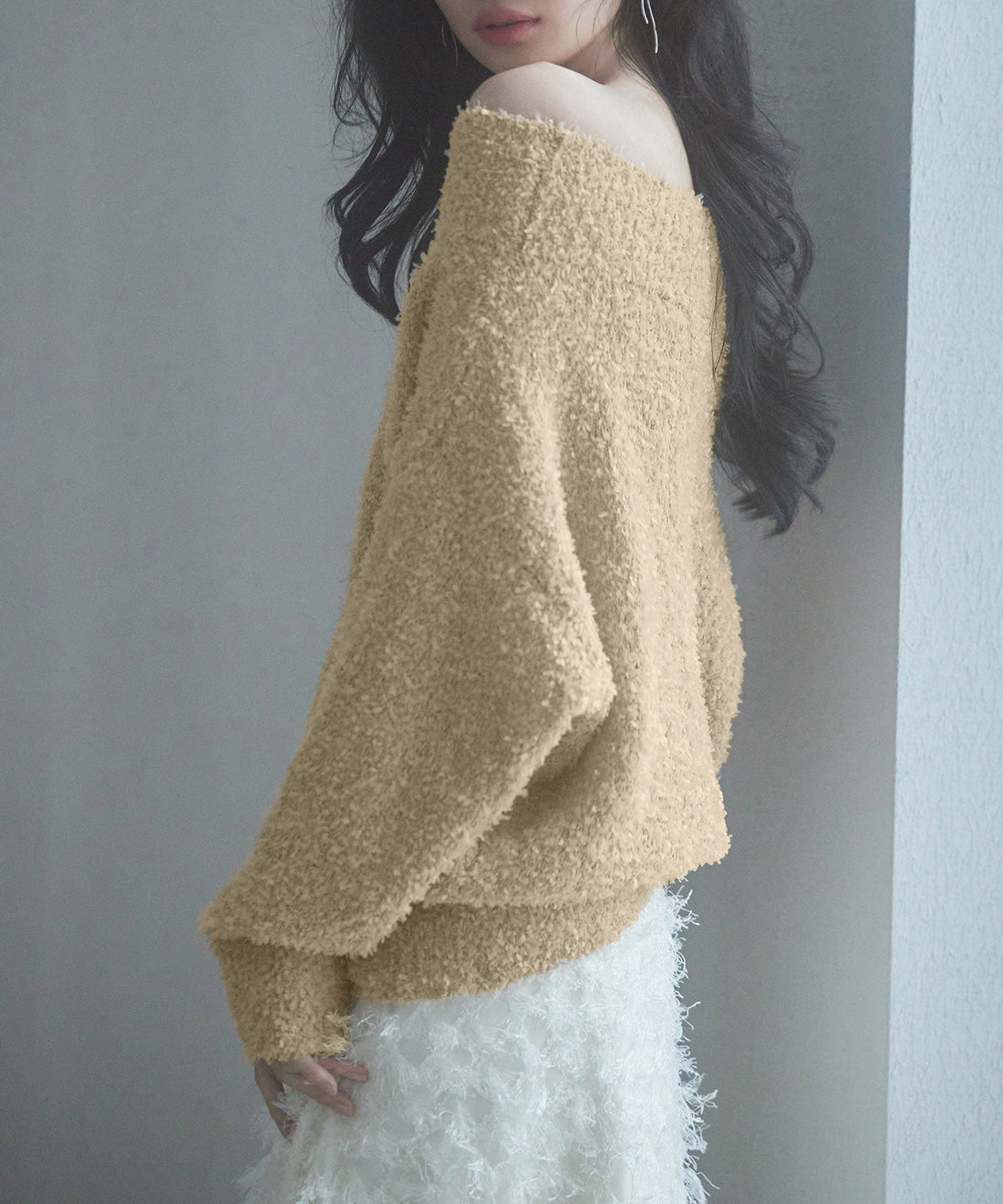2-Way-Neck Tulle-Trim Knit Pullover OEM ODM reference 13 - additional view 13