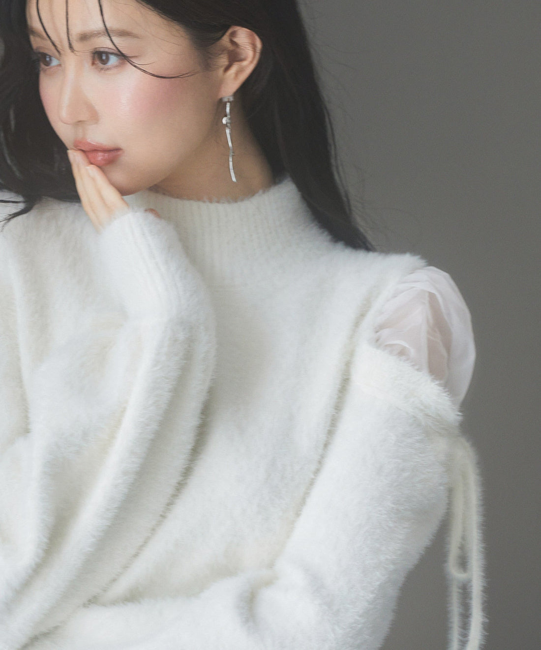Open-Shoulder Shaggy Knit Pullover OEM ODM reference 12 - additional view 12