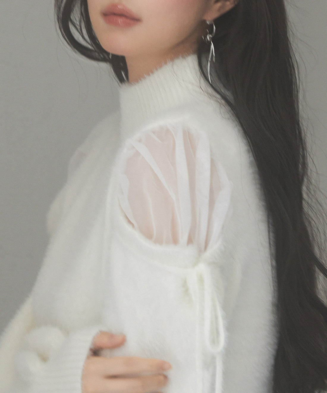 Open-Shoulder Shaggy Knit Pullover OEM ODM reference 13 - additional view 13