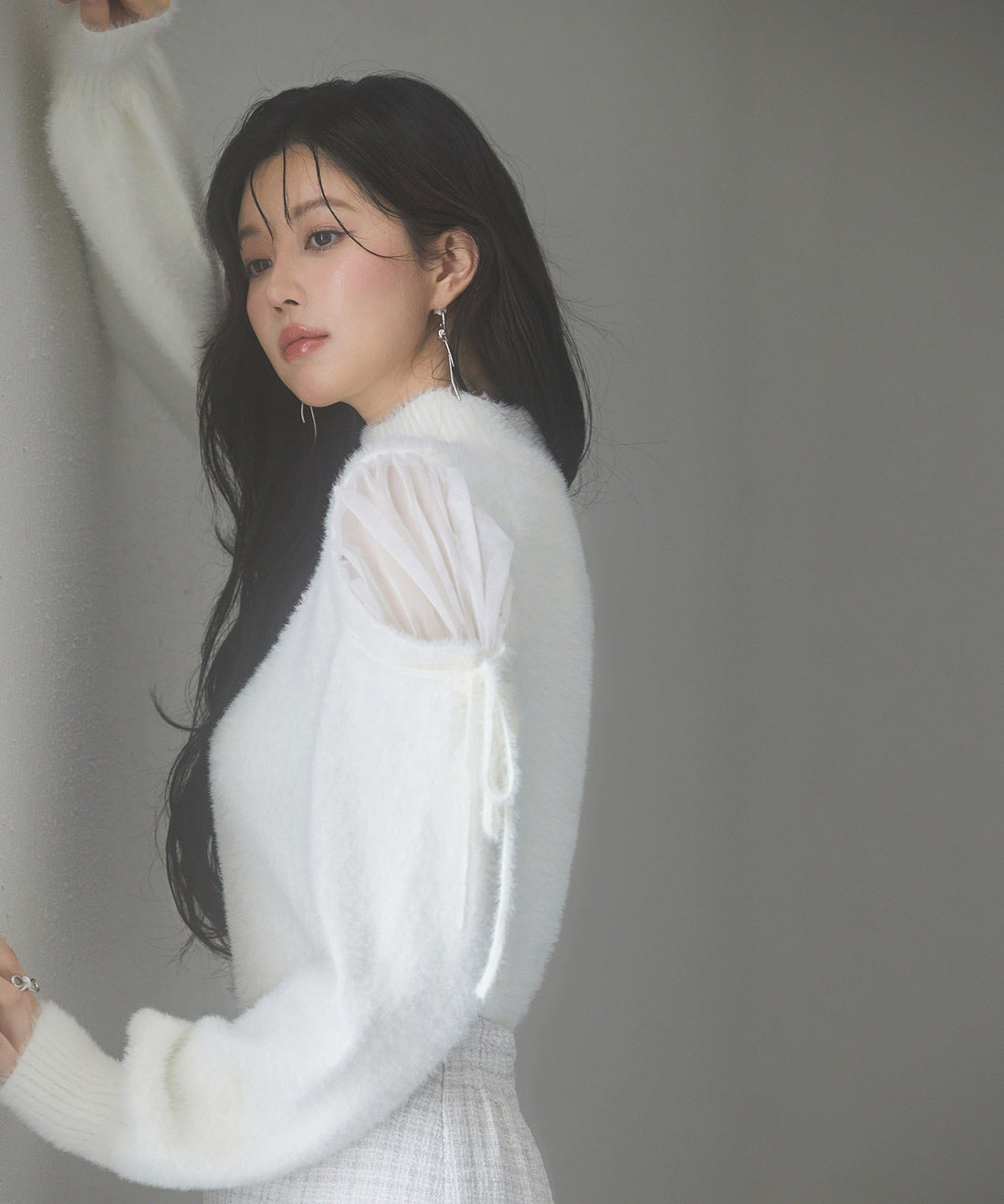 Open-Shoulder Shaggy Knit Pullover OEM ODM reference 8 - additional view 8