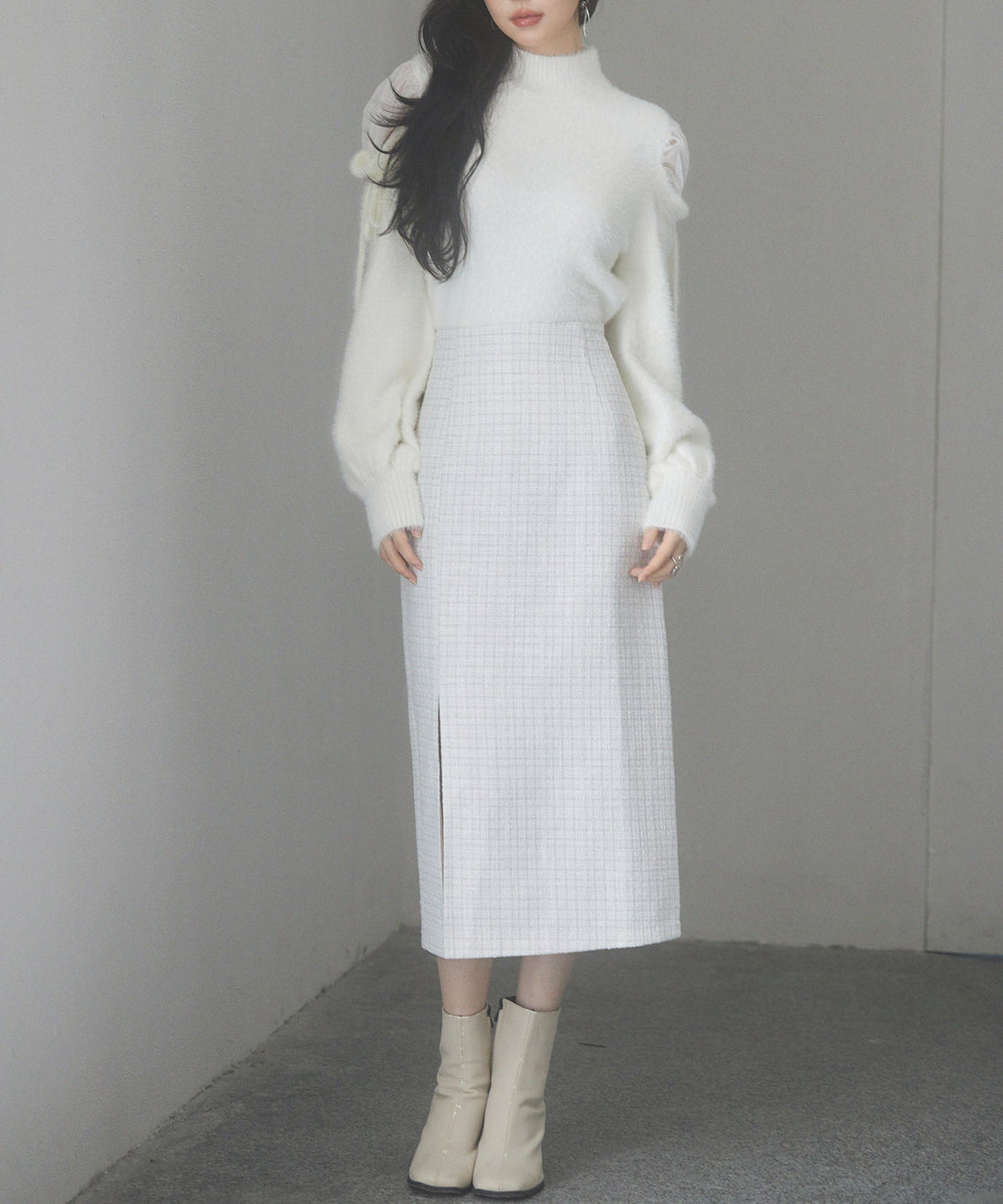 Open-Shoulder Shaggy Knit Pullover OEM ODM reference 9 - additional view 9