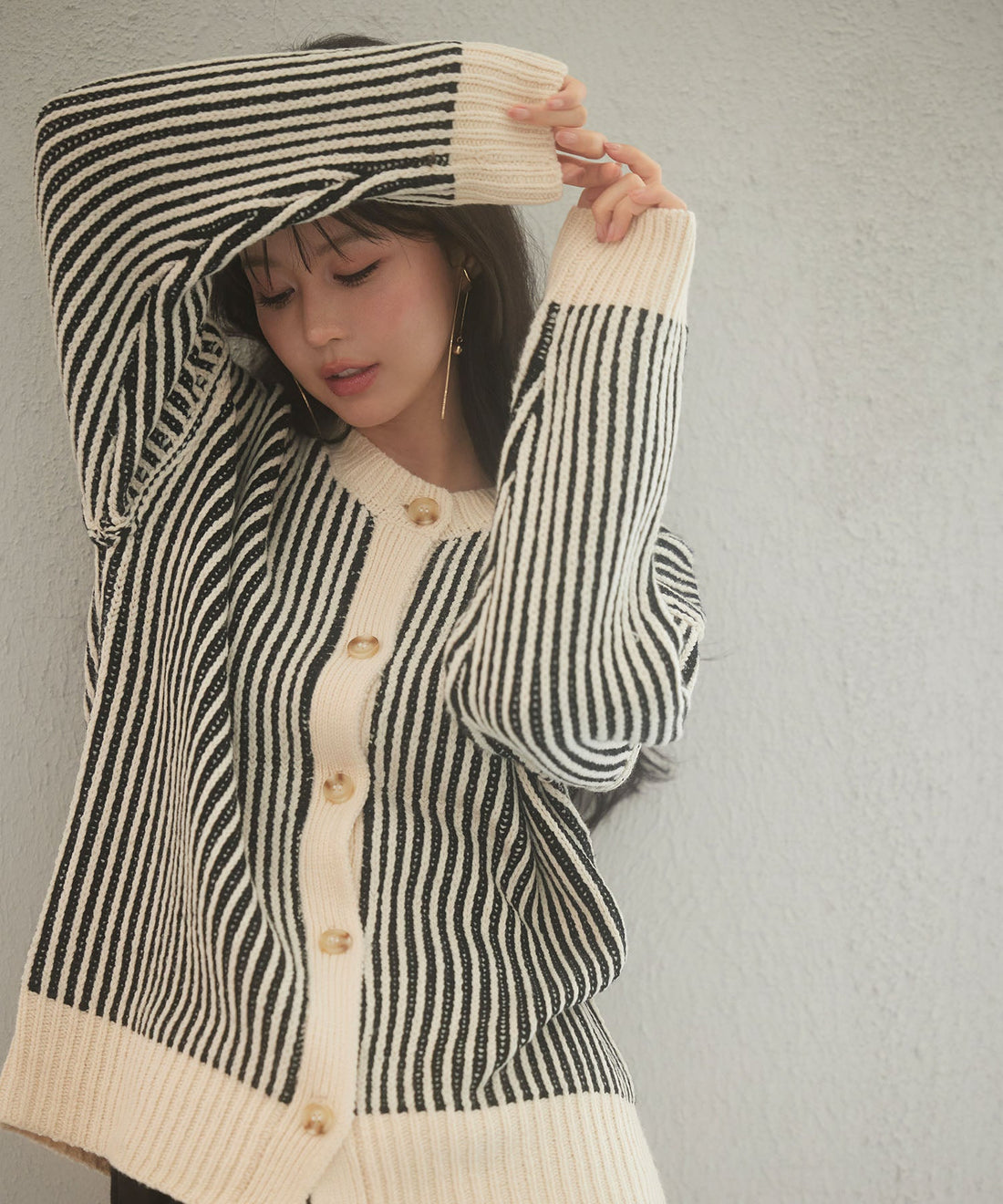 Two-Tone Striped Relaxed Knit Cardigan OEM ODM reference 9 - additional view 9