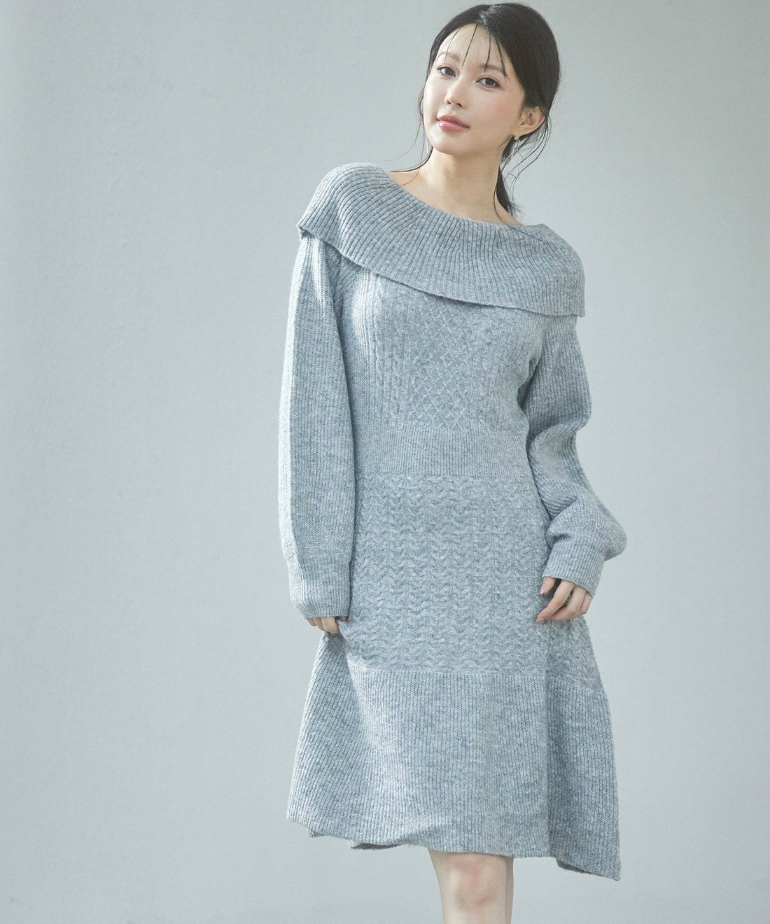 2-Way-Neck Above-Knee Knit Dress OEM ODM reference 12 - additional view 12