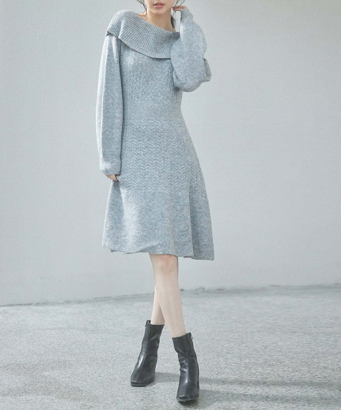 2-Way-Neck Above-Knee Knit Dress OEM ODM reference 13 - additional view 13