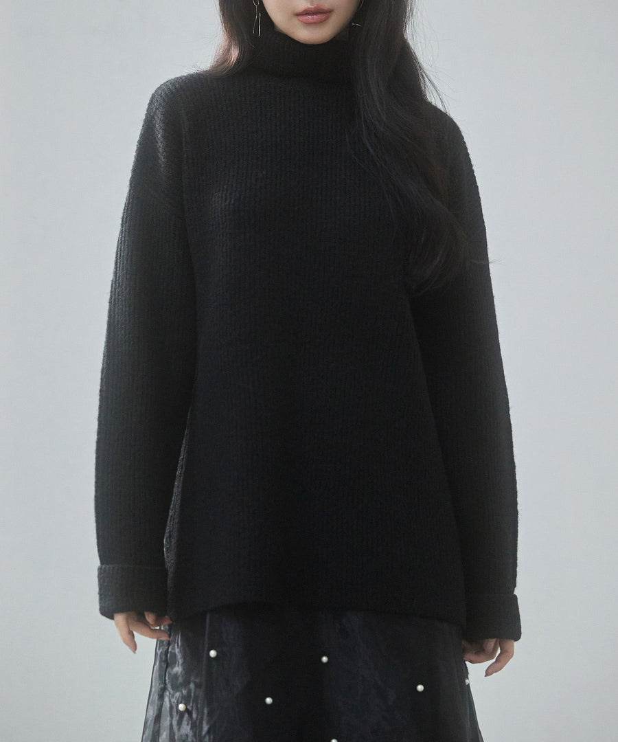 Relaxed High-Neck Knit Pullover OEM ODM reference 1
