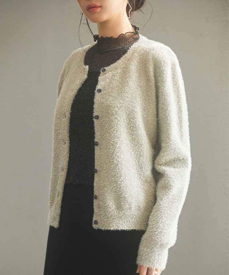 2-Way Long-Pile Lurex Knit Cardigan OEM ODM reference 11 - additional view 11