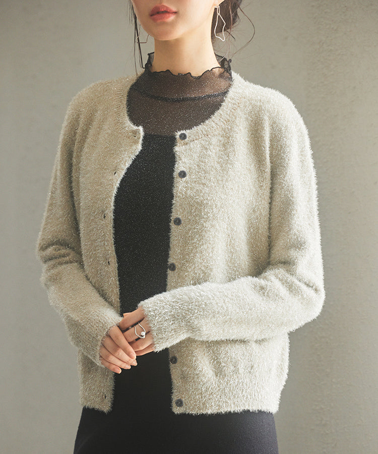 2-Way Long-Pile Lurex Knit Cardigan OEM ODM reference 12 - additional view 12