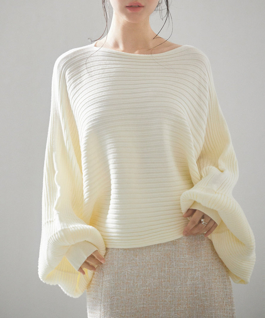 Boat-Neck Dolman-Sleeve Knit Top OEM ODM reference 1