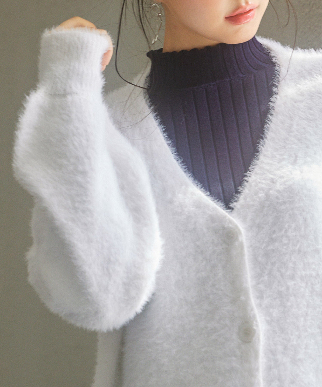 V-Neck Drop-Shoulder Shaggy Cardigan OEM ODM reference 11 - additional view 11