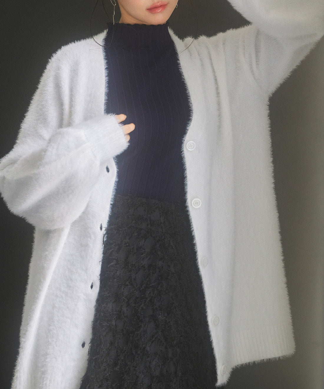 V-Neck Drop-Shoulder Shaggy Cardigan OEM ODM reference 8 - additional view 8