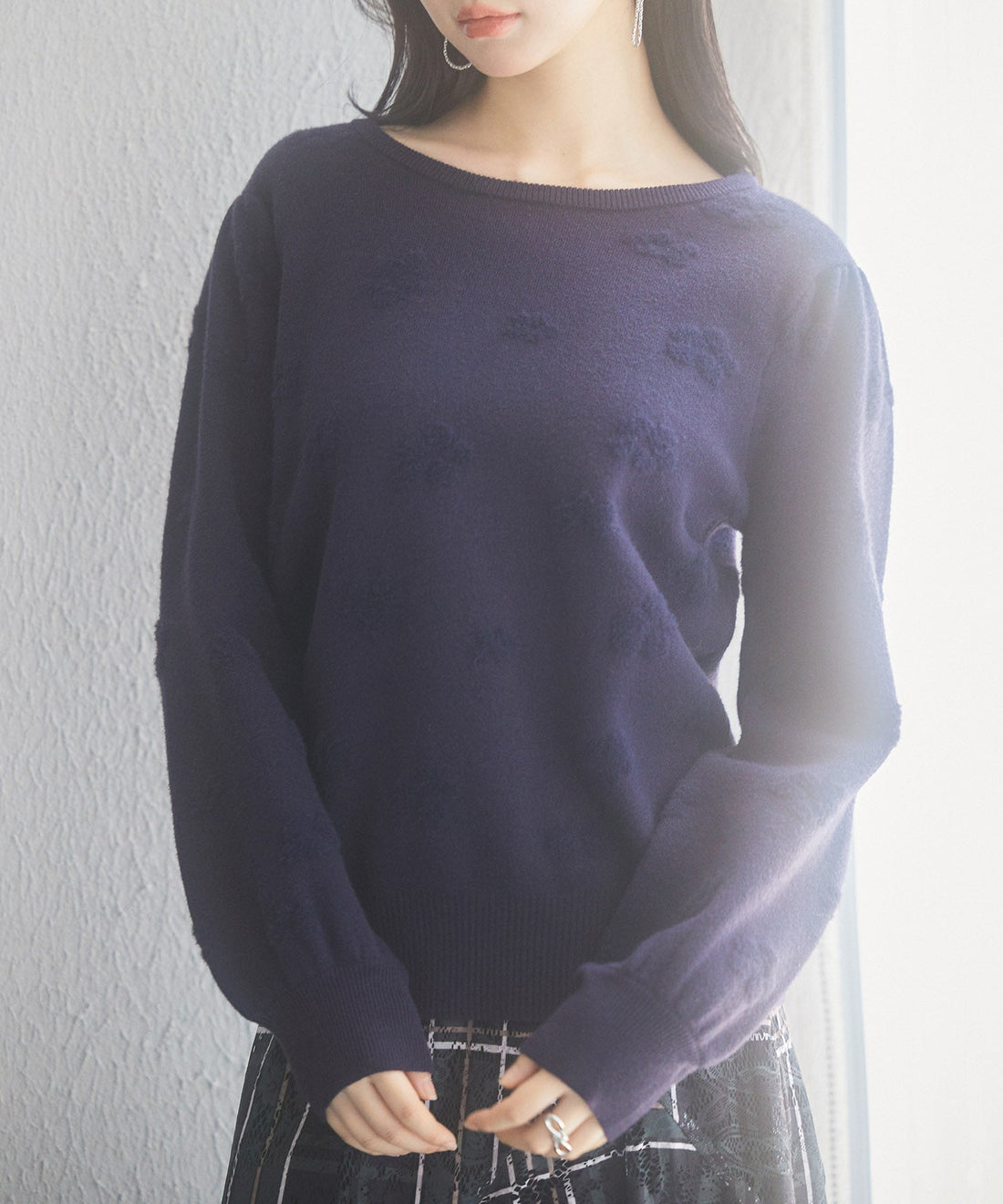 Floral-Motif Brushed Knit Pullover OEM ODM reference 15 - additional view 15