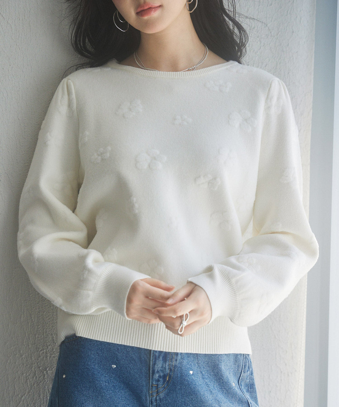 Floral-Motif Brushed Knit Pullover OEM ODM reference 9 - additional view 9