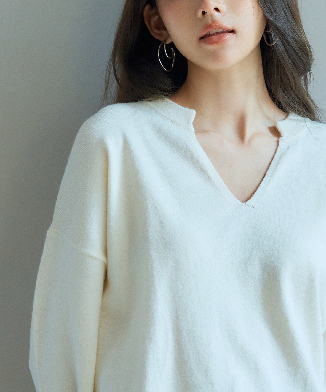 Key-Neck Drop-Shoulder Knit Pullover OEM ODM reference 10 - additional view 10