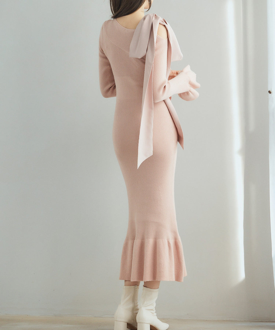 Ribbon Mixed-Material Knit Dress OEM ODM reference 14 - additional view 14